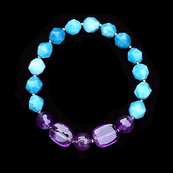Aquamarine & Amethyst Bracelet! - Picture 1 of 6